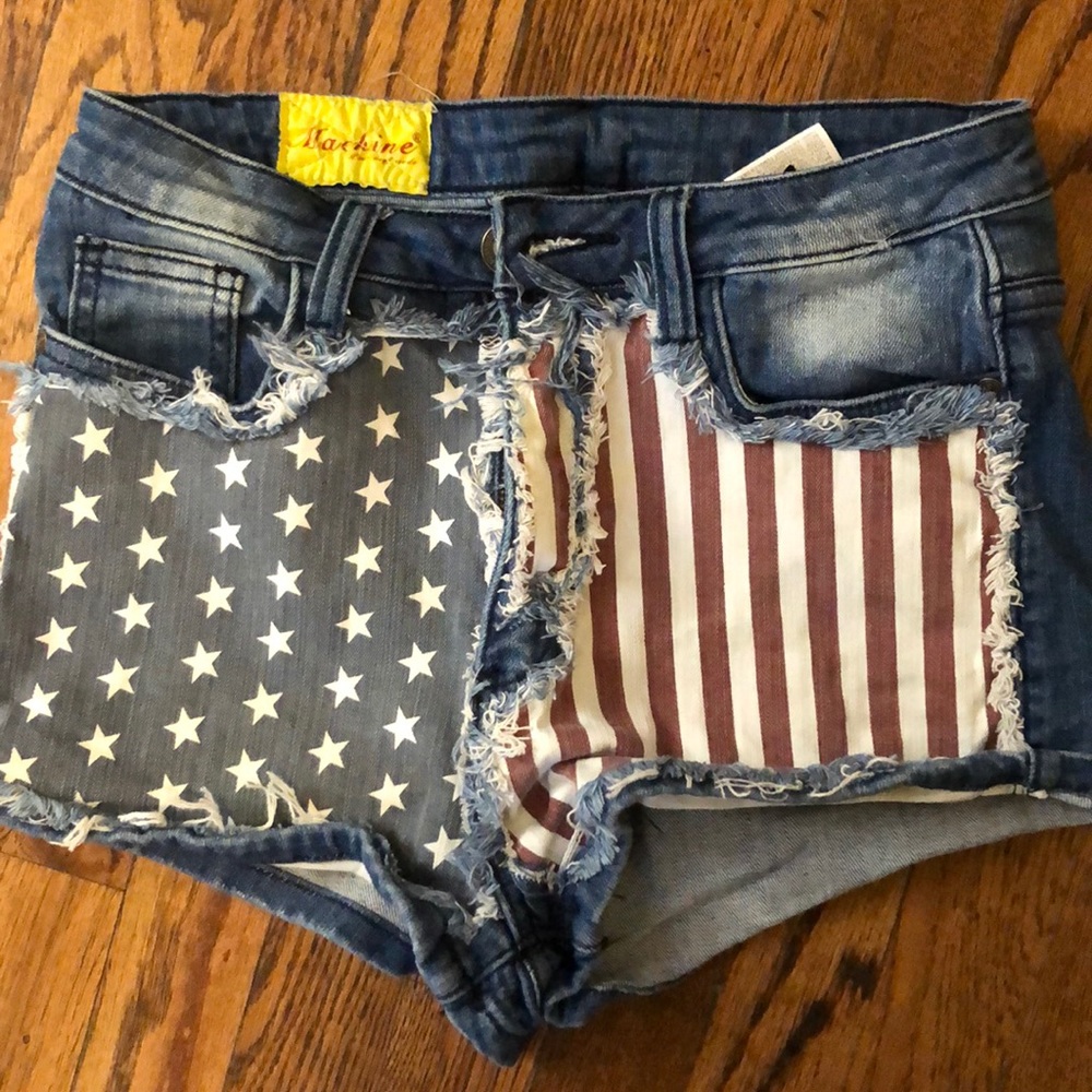 Machine high waisted American flag shorts